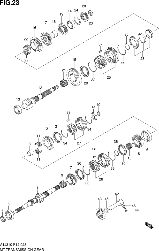 FIG. 23 MT TRANSMISSION GEAR (5MT)