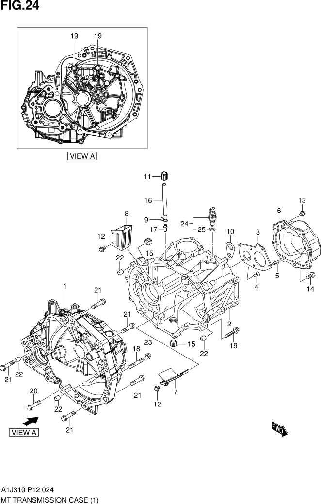 FIG. 24 MT TRANSMISSION CASE (TYPE 1:5MT)