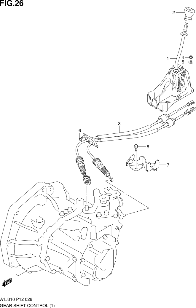 FIG. 26 GEAR SHIFT CONTROL (TYPE 1:5MT)