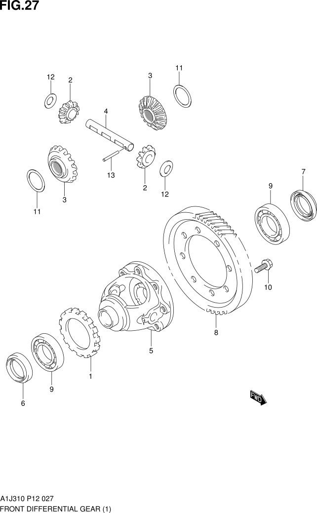 FIG. 27 FRONT DIFFERENTIAL GEAR (5MT)