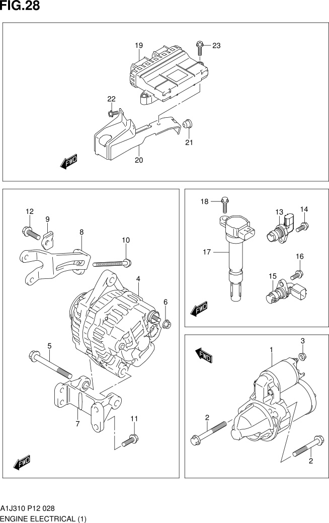 FIG. 28 ENGINE ELECTRICAL (TYPE 1)