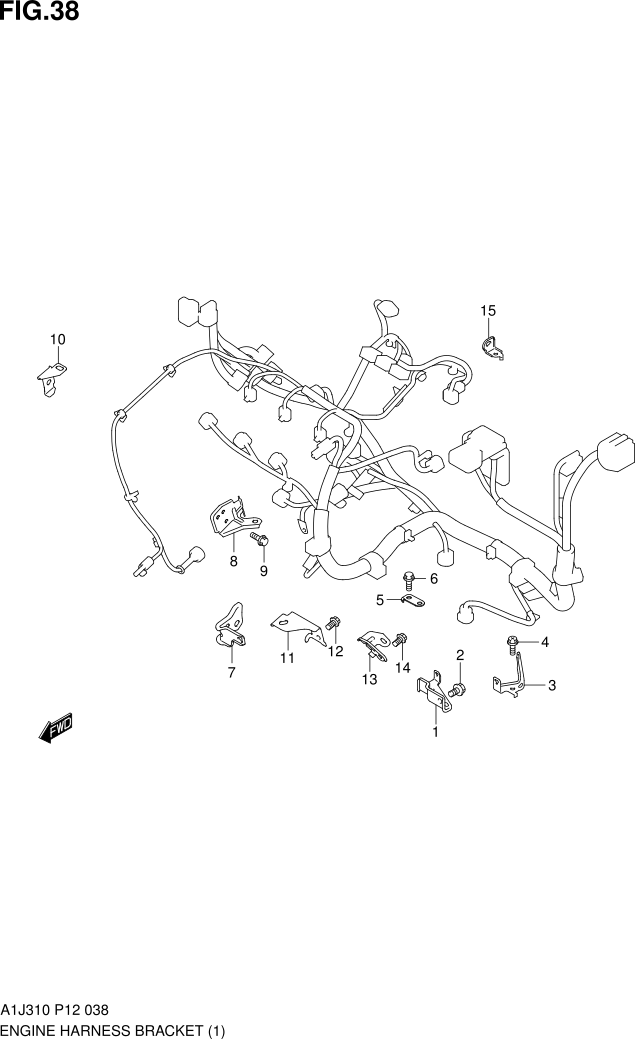 FIG. 38 ENGINE HARNESS BRACKET (5MT)