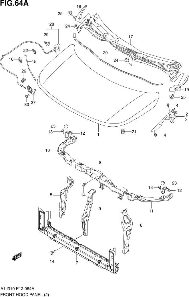 FIG. 64A FRONT HOOD PANEL (GS)