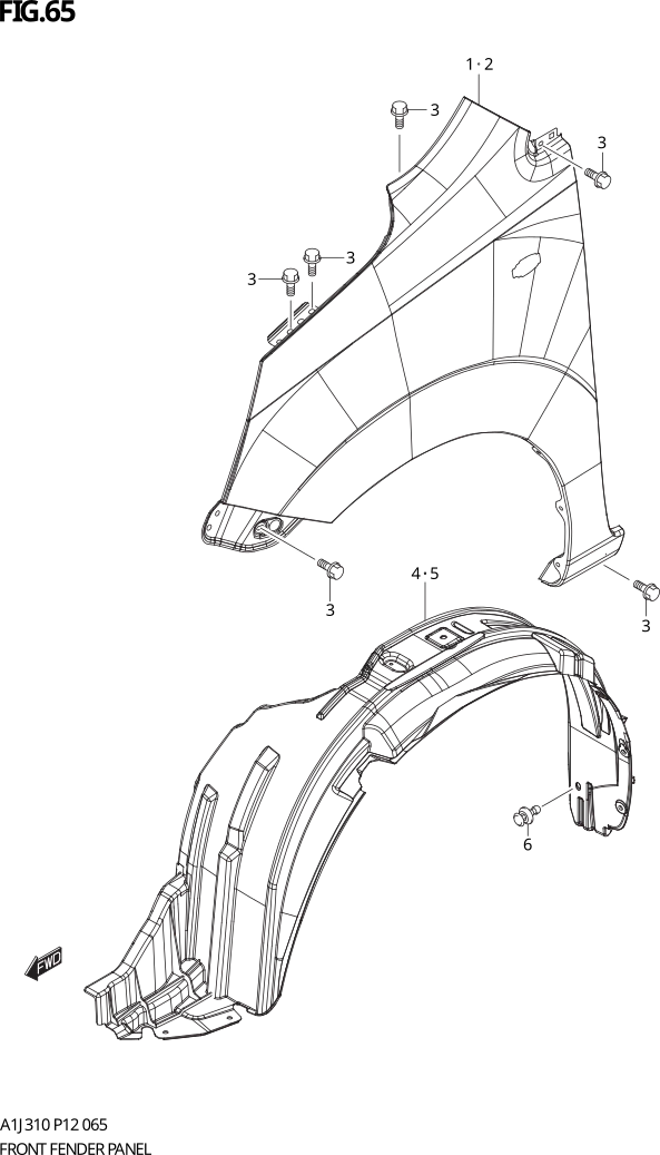FIG. 65 FRONT FENDER PANEL (GA,GL,GX)