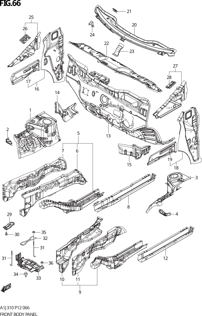 FIG. 66 FRONT BODY PANEL