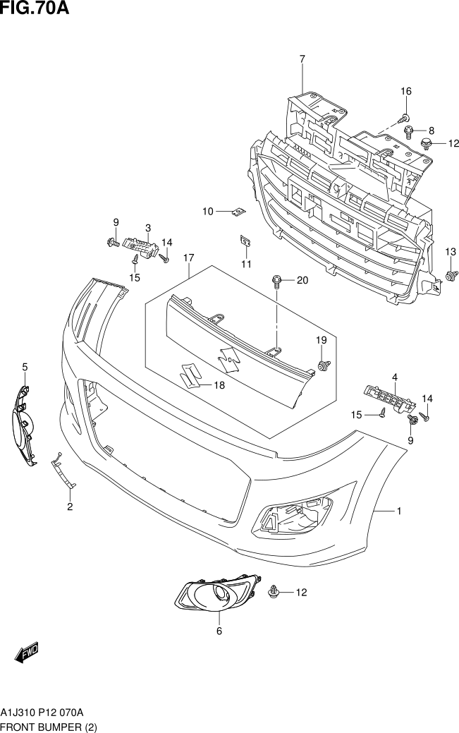 FIG. 70A FRONT BUMPER (GS)