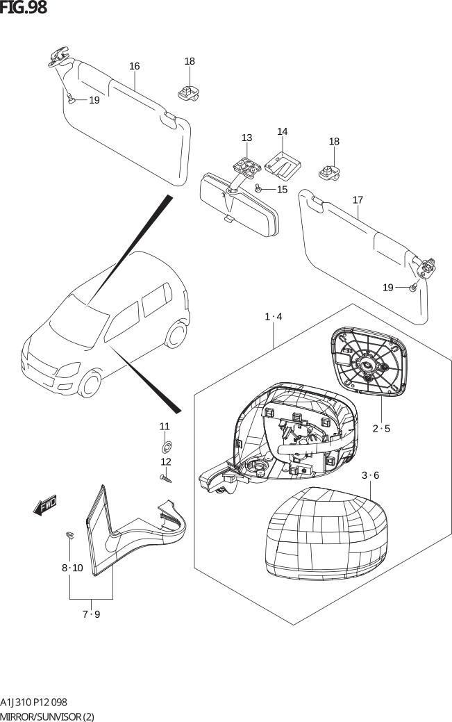FIG. 98 MIRROR/SUNVISOR (GL,GX,GS)