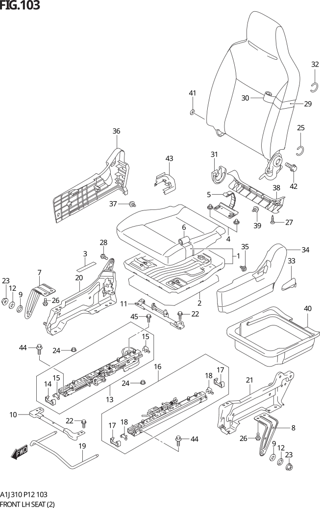 FIG. 103 FRONT LH SEAT (GX,GS)