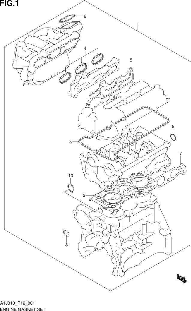 FIG. 1 ENGINE GASKET SET