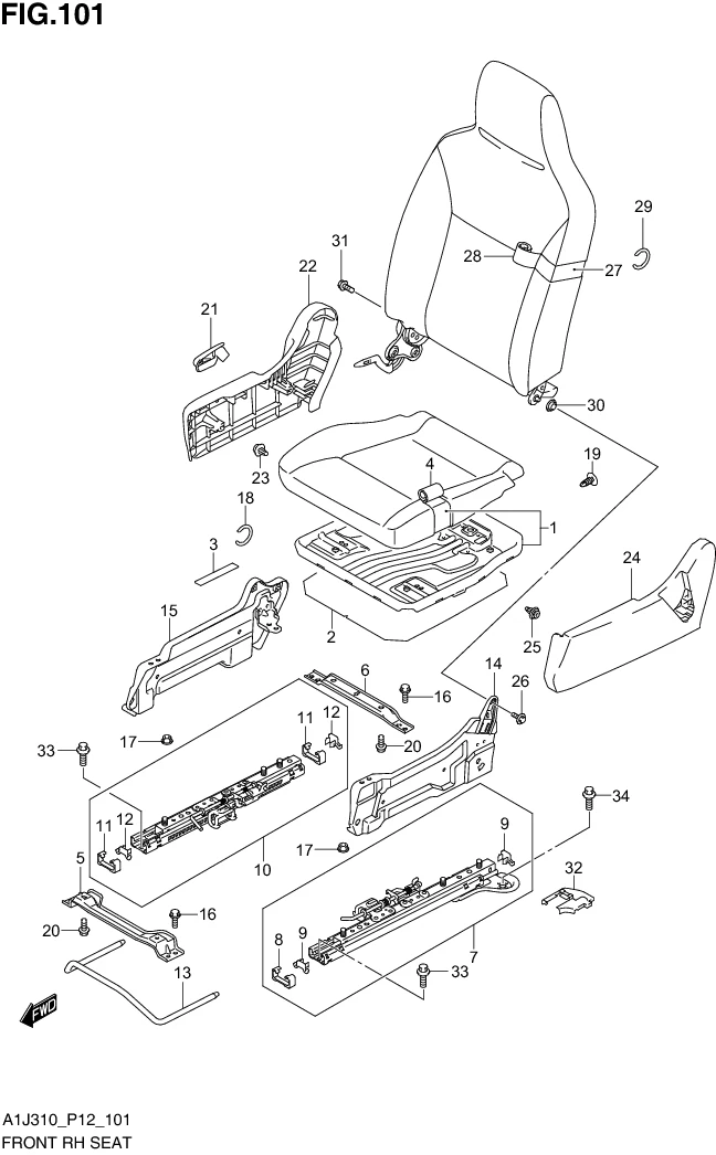FIG. 101 FRONT RH SEAT
