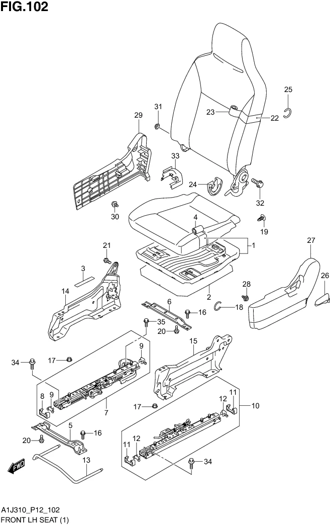 FIG. 102 FRONT LH SEAT (GA,GL)