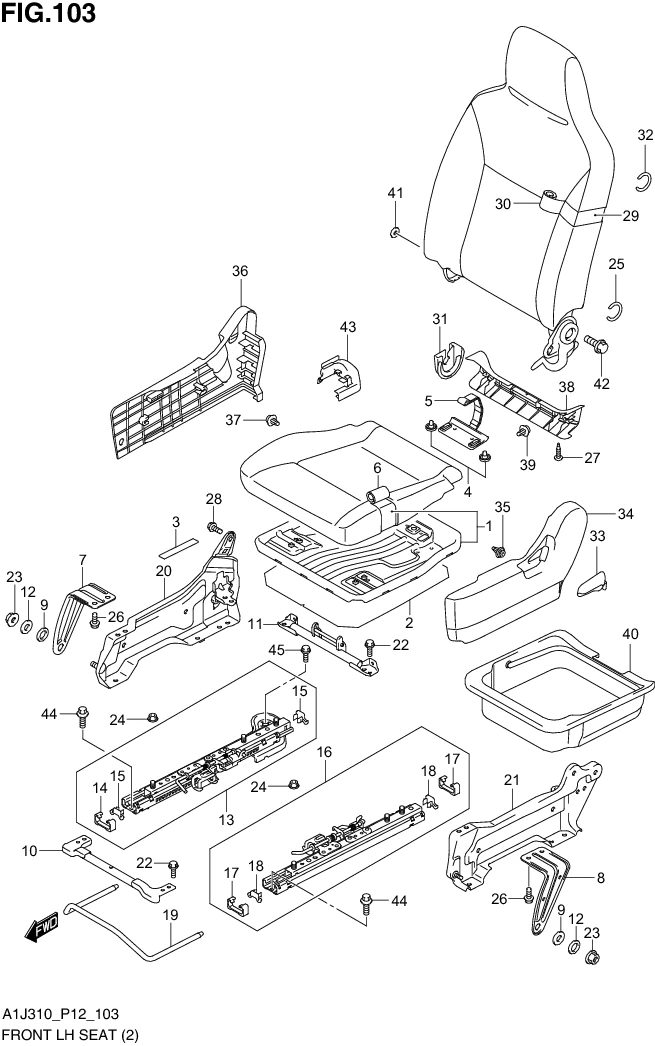 FIG. 103 FRONT LH SEAT (GX)
