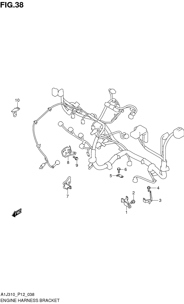 FIG. 38 ENGINE HARNESS BRACKET