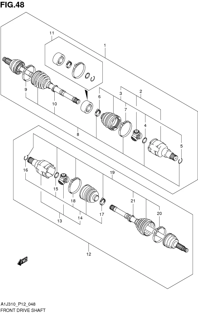FIG. 48 FRONT DRIVE SHAFT