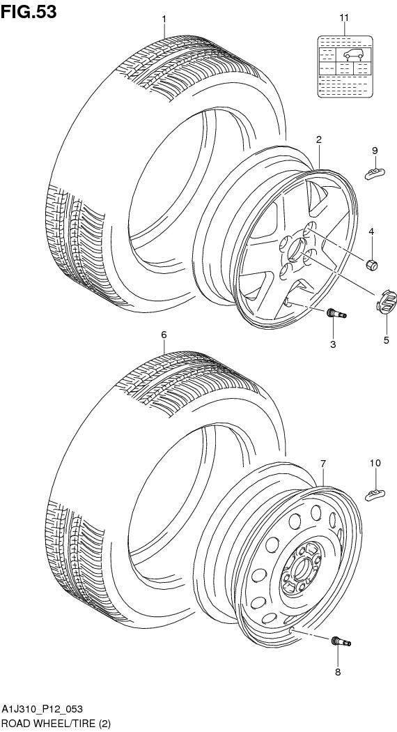 FIG. 53 ROAD WHEEL/TIRE (GL,GX)