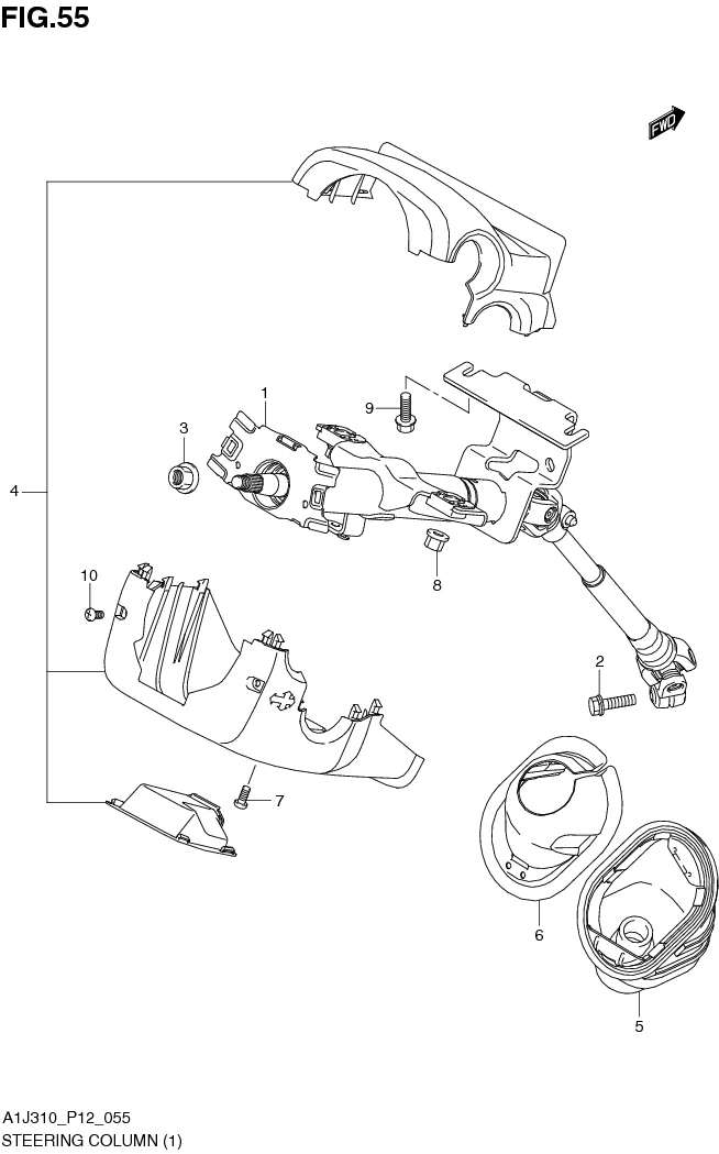 FIG. 55 STEERING COLUMN (GA)