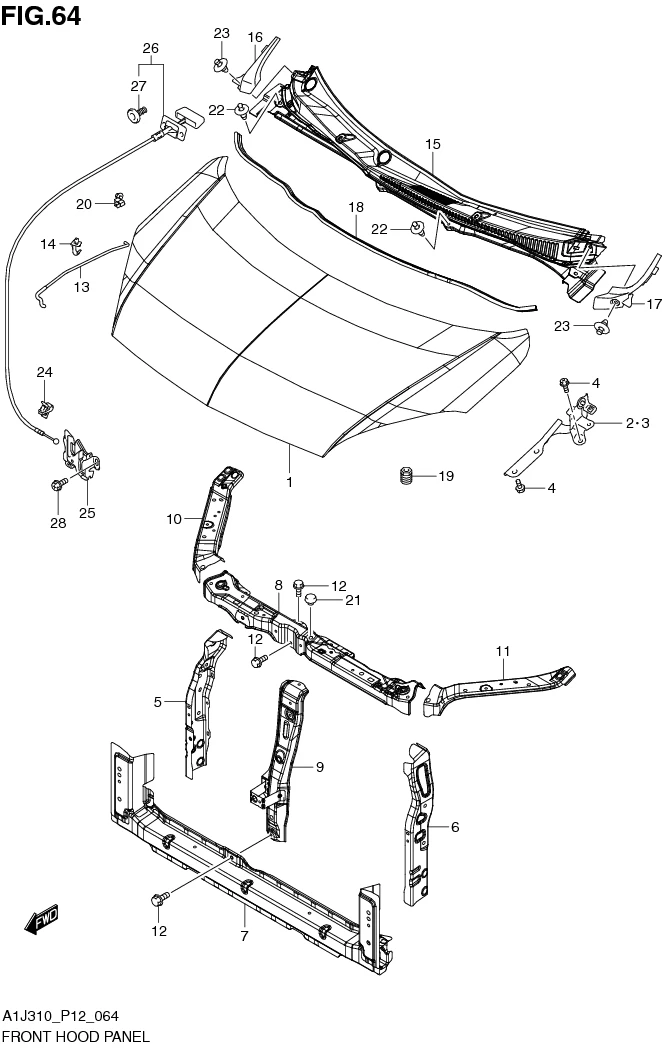 FIG. 64 FRONT HOOD PANEL