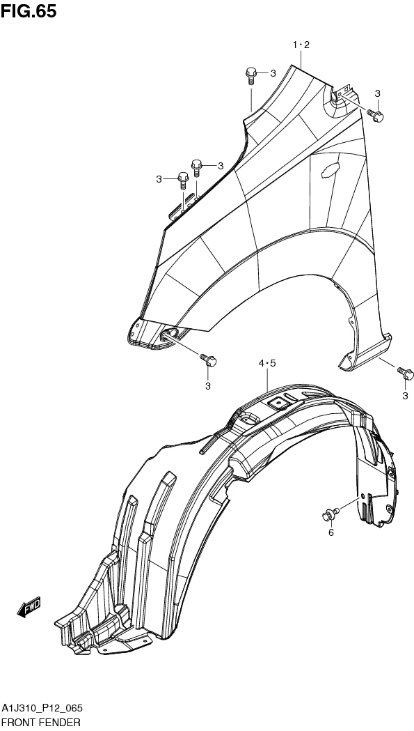 FIG. 65 FRONT FENDER