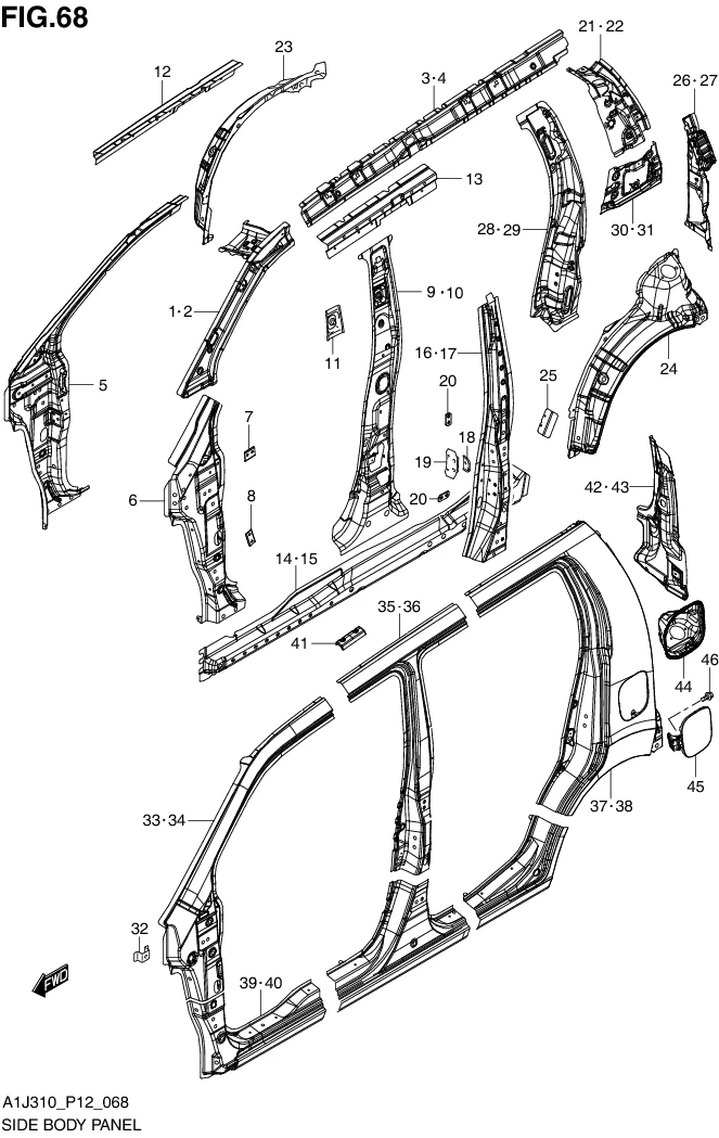 FIG. 68 SIDE BODY PANEL