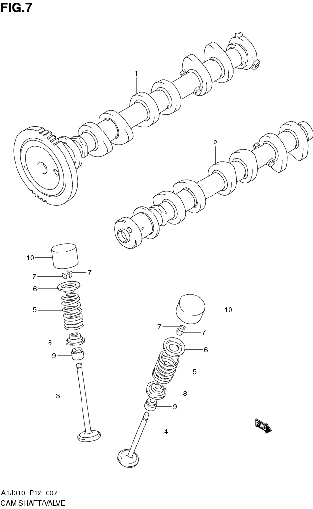 FIG. 7 CAM SHAFT/VALVE