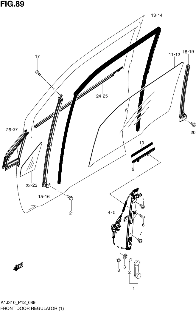 FIG. 89 FRONT DOOR REGULATOR (GA)