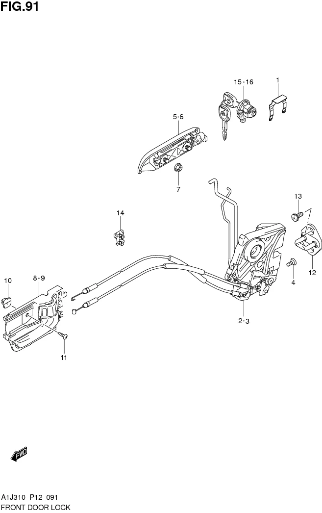 FIG. 91 FRONT DOOR LOCK (GA,GL,GX)