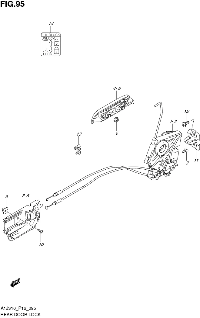 FIG. 95 REAR DOOR LOCK (GA,GL,GX)