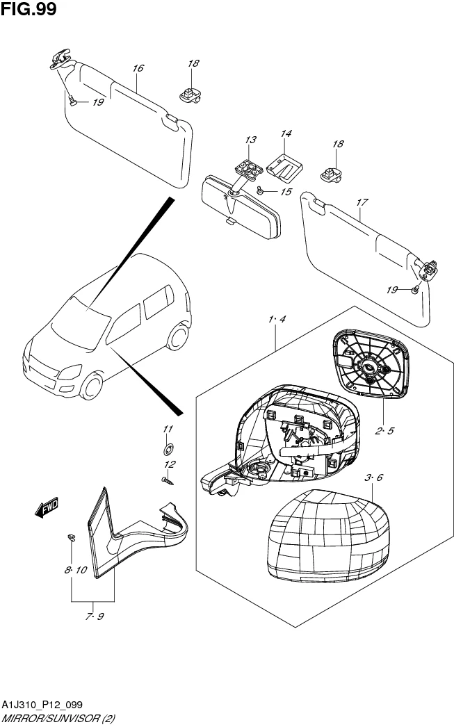 FIG. 99 MIRROR/SUNVISOR (GL,GX)