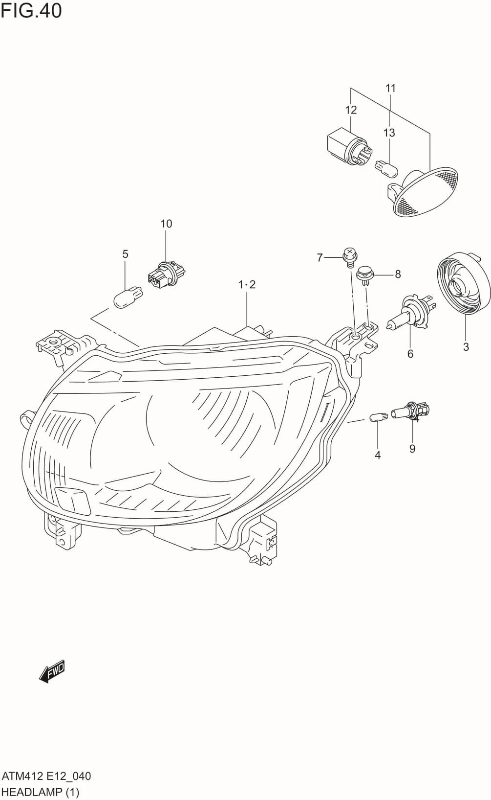 FIG.40 HEAD LAMP(W/HALOGEN)