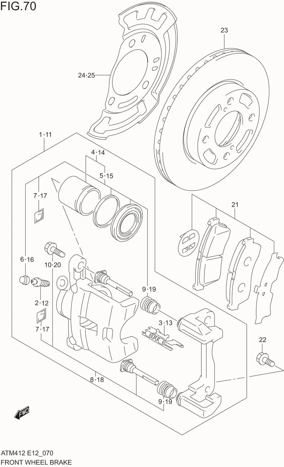 FIG.70 FRONT WHEEL BRAKE