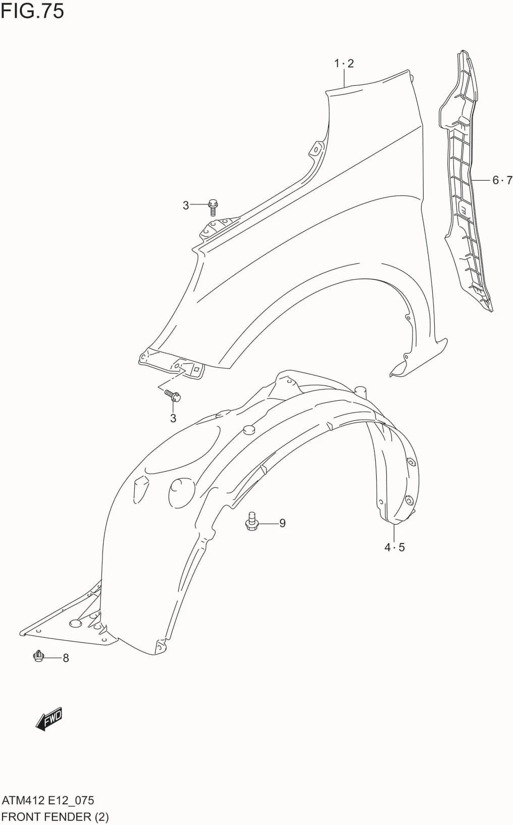 FIG.75 FRONT FENDER PANEL(GLX)