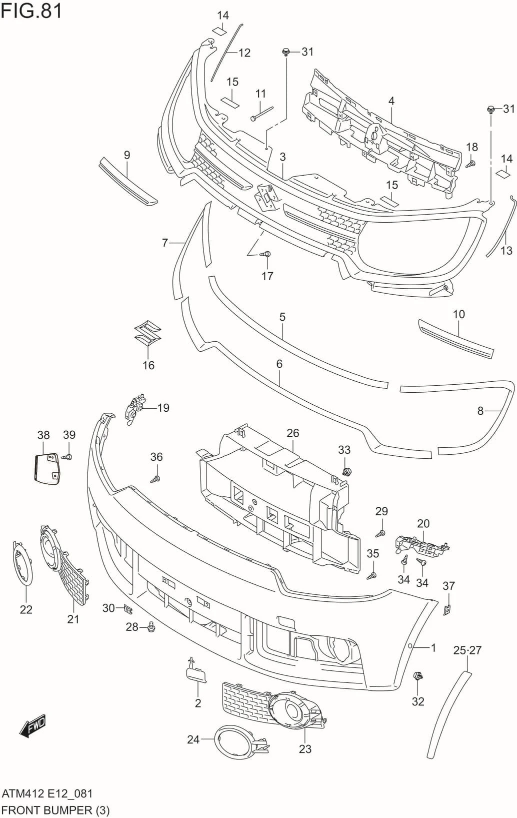 FIG.81 FRONT BUMPER(TYPE-1:GLX)