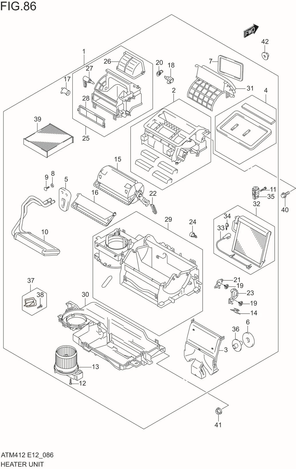 FIG.86 HEATER UNIT(W/MANUAL AIR CONDITIONER)