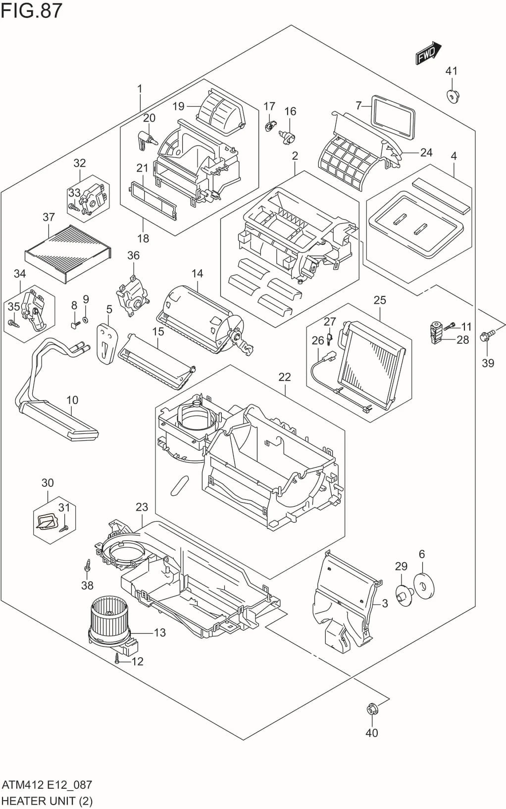 FIG.87 HEATER UNIT(W/AUTO AIR CONDITIONER)