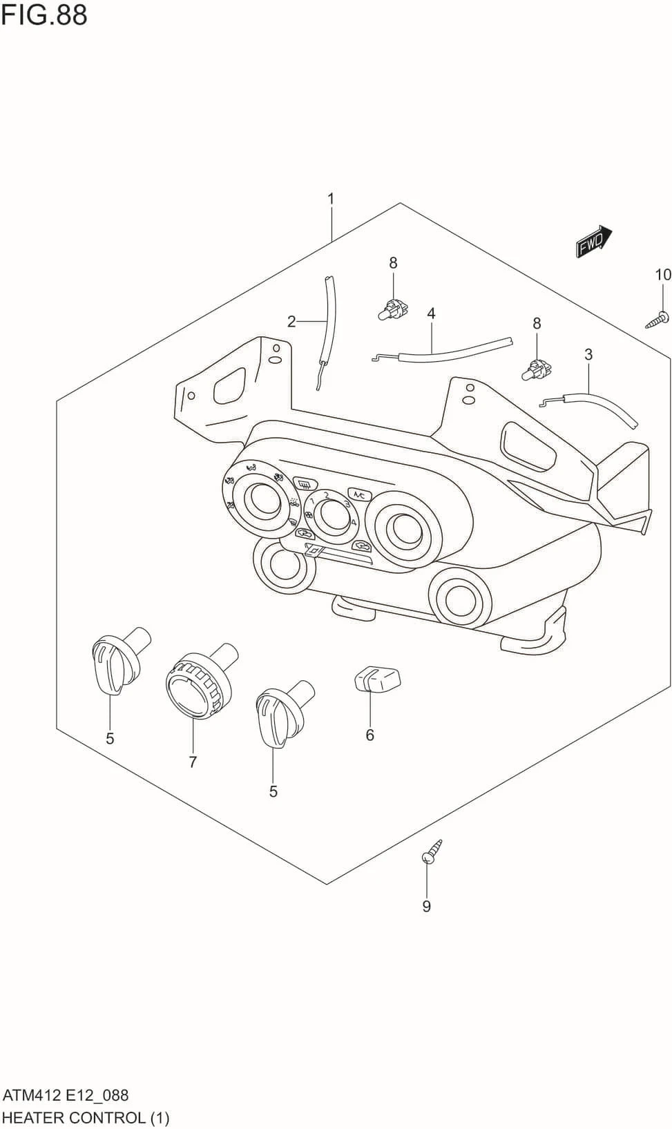FIG.88 HEATER CONTROL(W/MANUAL AIR CONDITIONER:W/REAR DEFOGGER)