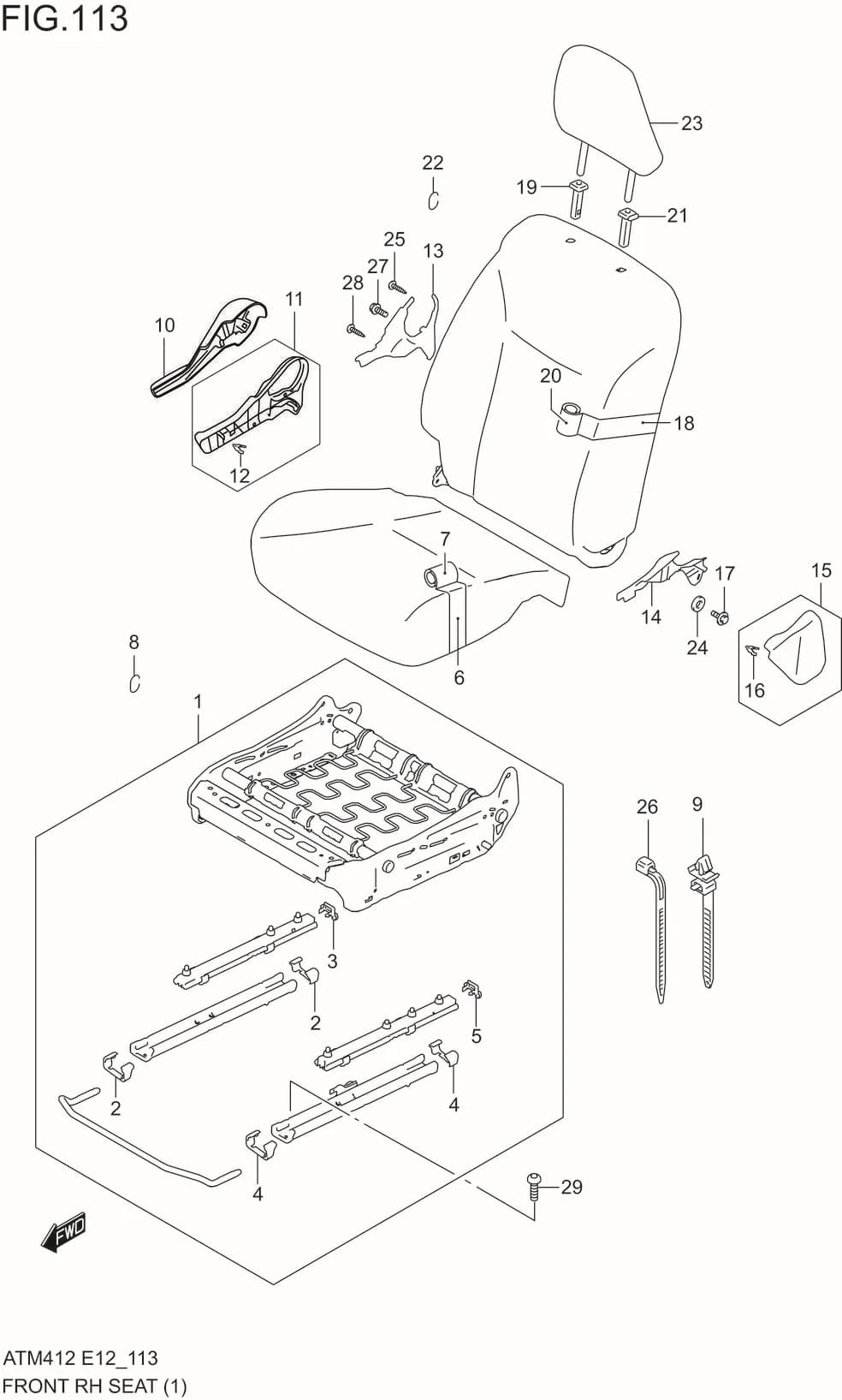 FIG.113 FRONT RH SEAT (GL)