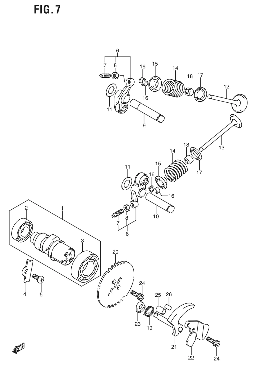 FIG. 7 CAMSHAFT/VALVE