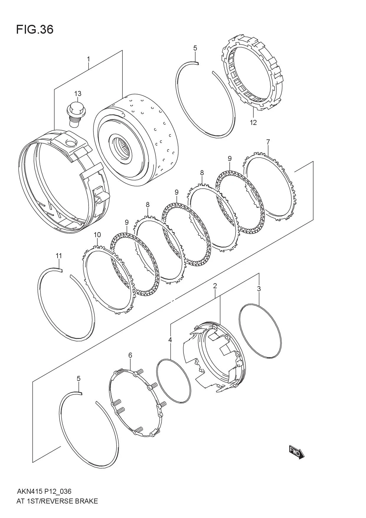 FIG.36 AT IST/REVERSE BRAKE (6AT)