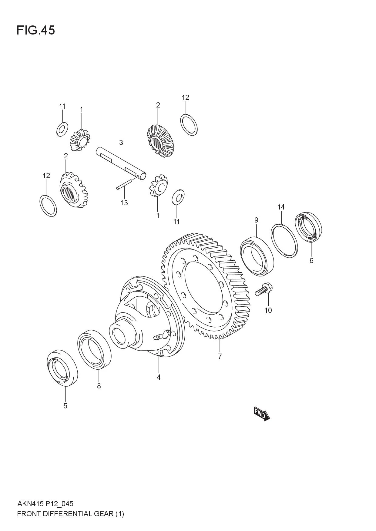 FIG.45 FRONT DIFFERENTIAL GEAR (5MT)