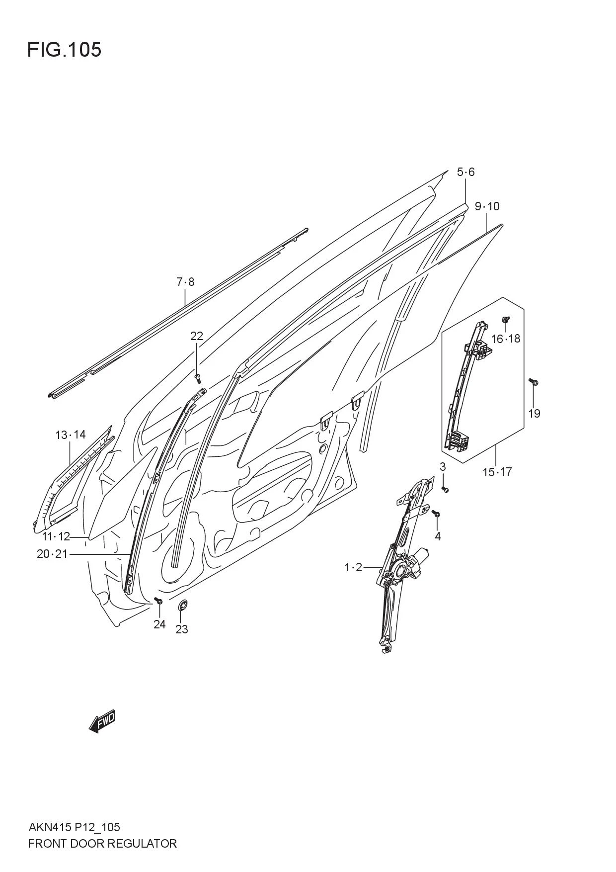 FIG.105 FRONT DOOR REGURATOR