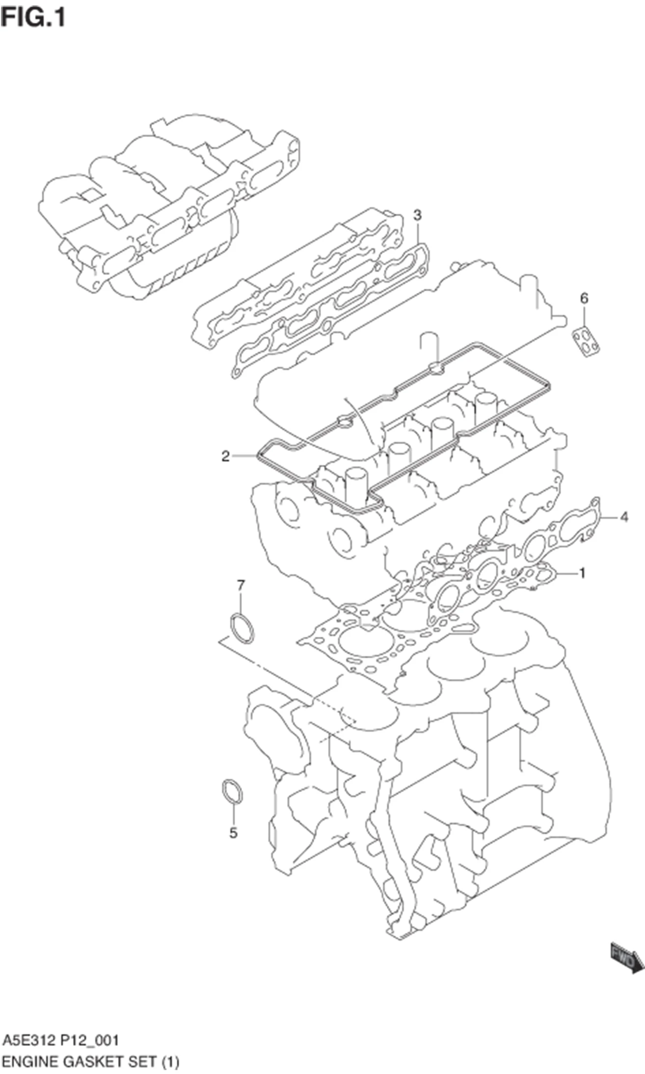 FIG.1 ENGINE GASKET SET (TYPE 1)