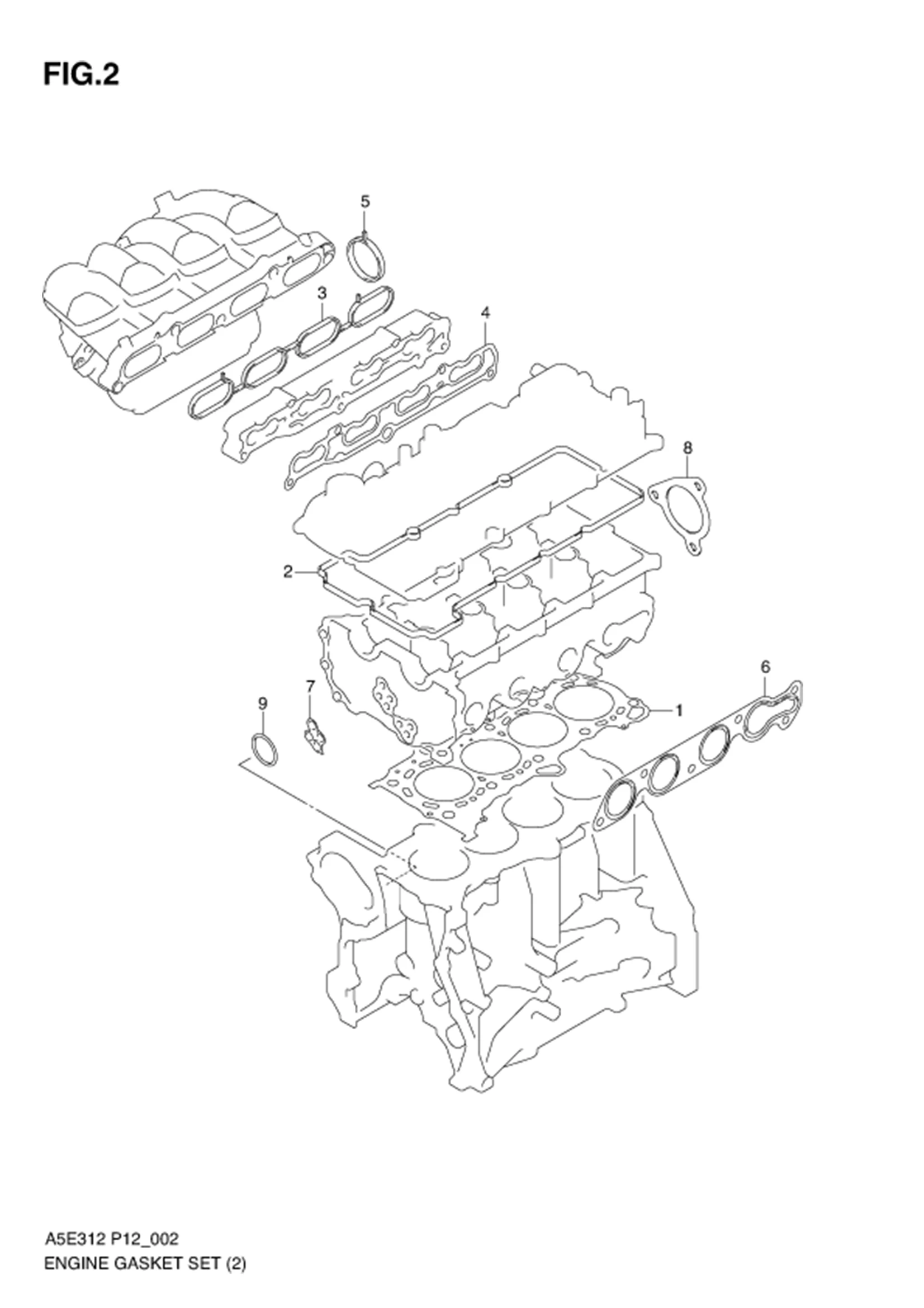 FIG.2 ENGINE GASKET SET (TYPE 2)