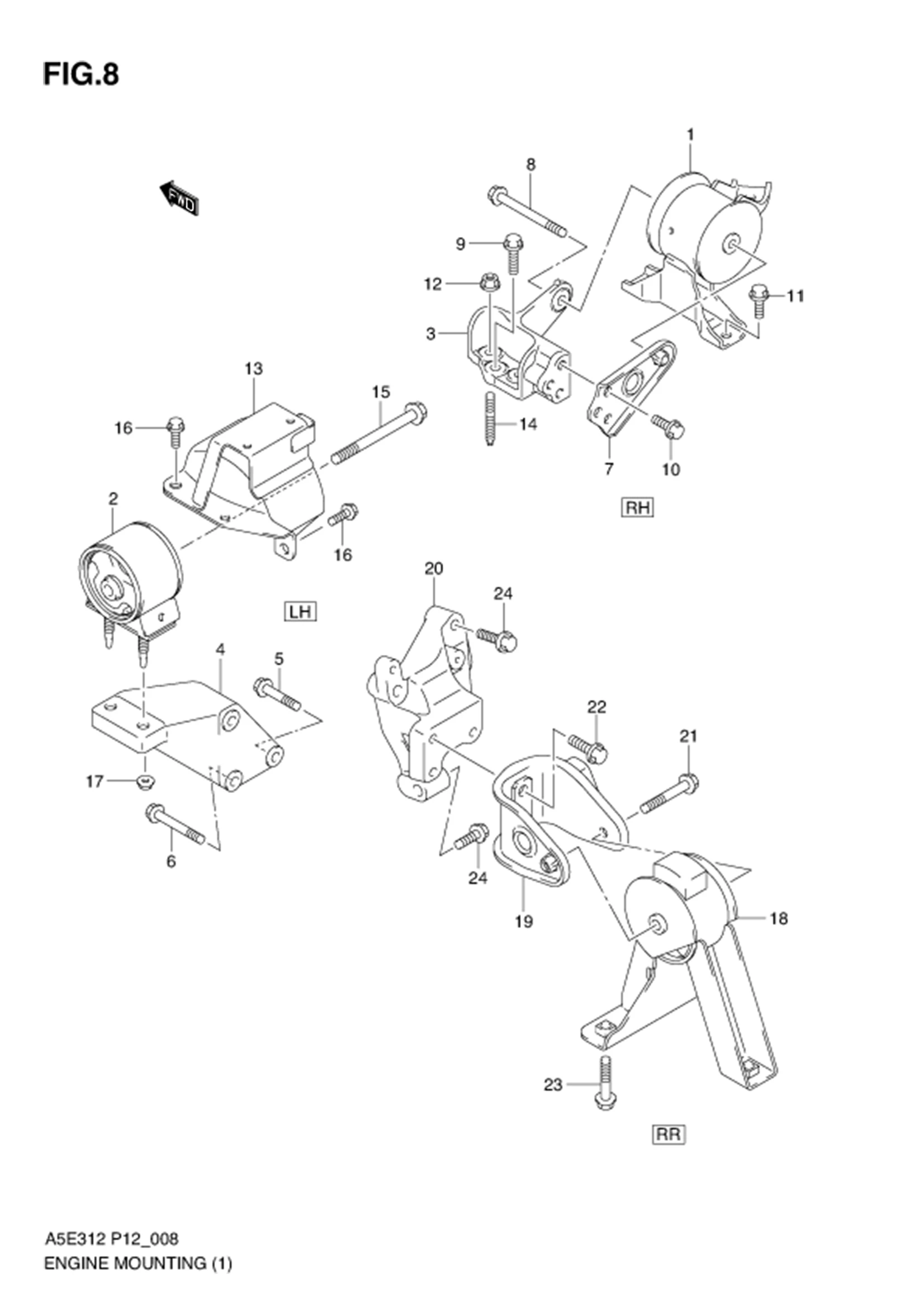 FIG.8 ENGINE MOUNTING (TYPE 1)