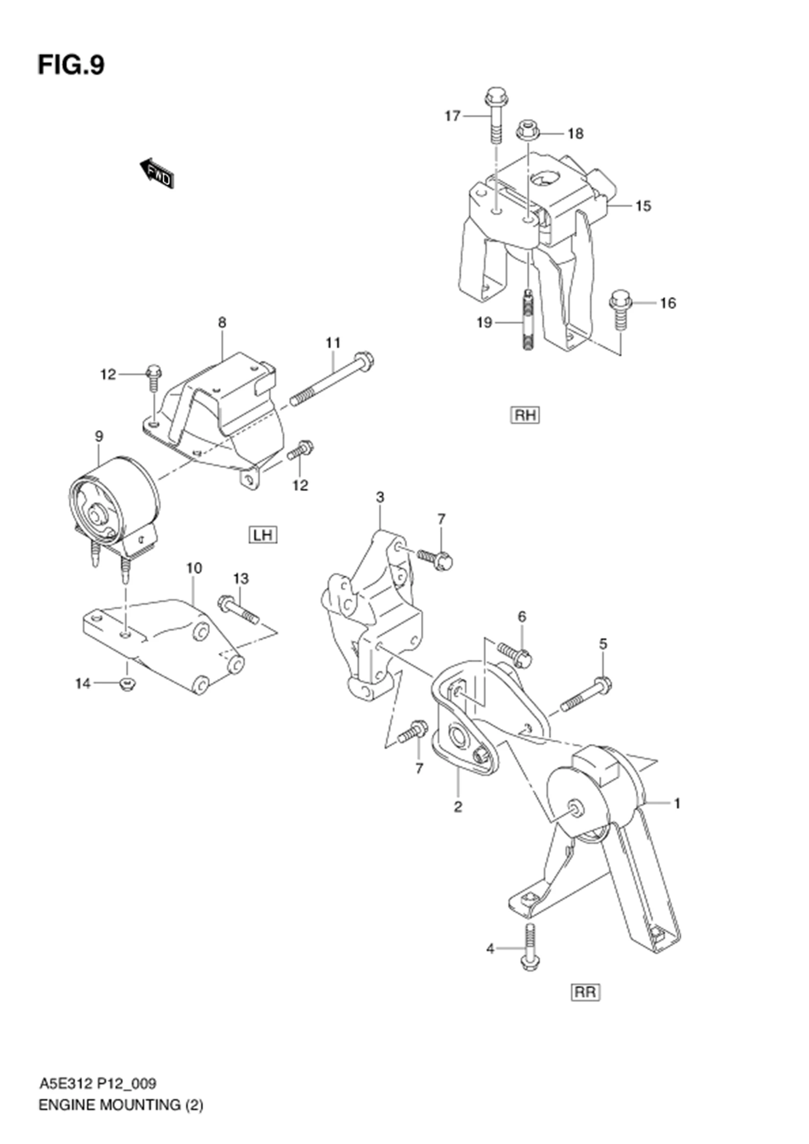 FIG.9 ENGINE MOUNTING (TYPE 2:MT)