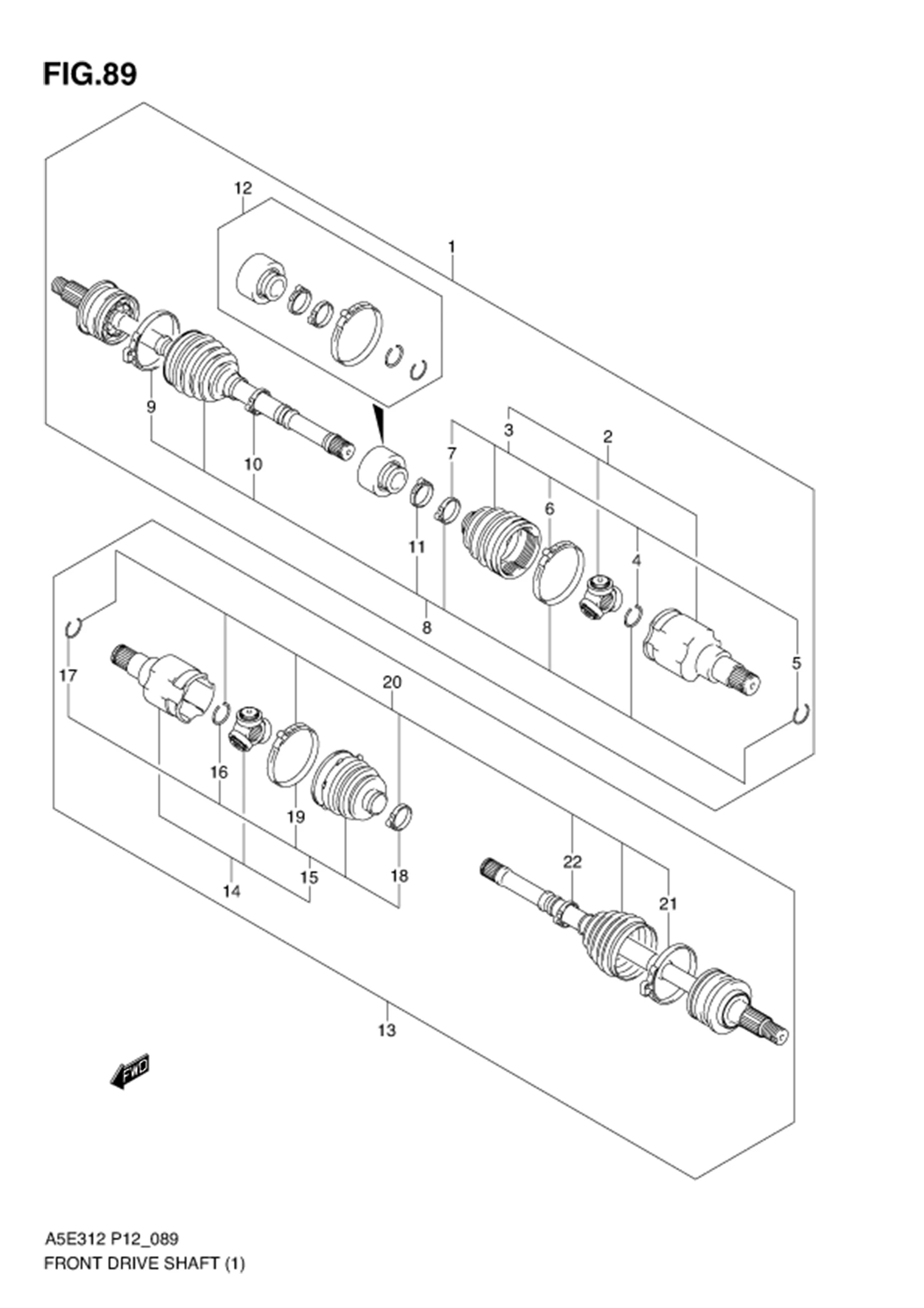 FIG.89 FRONT DRIVE SHAFT (TYPE 1)