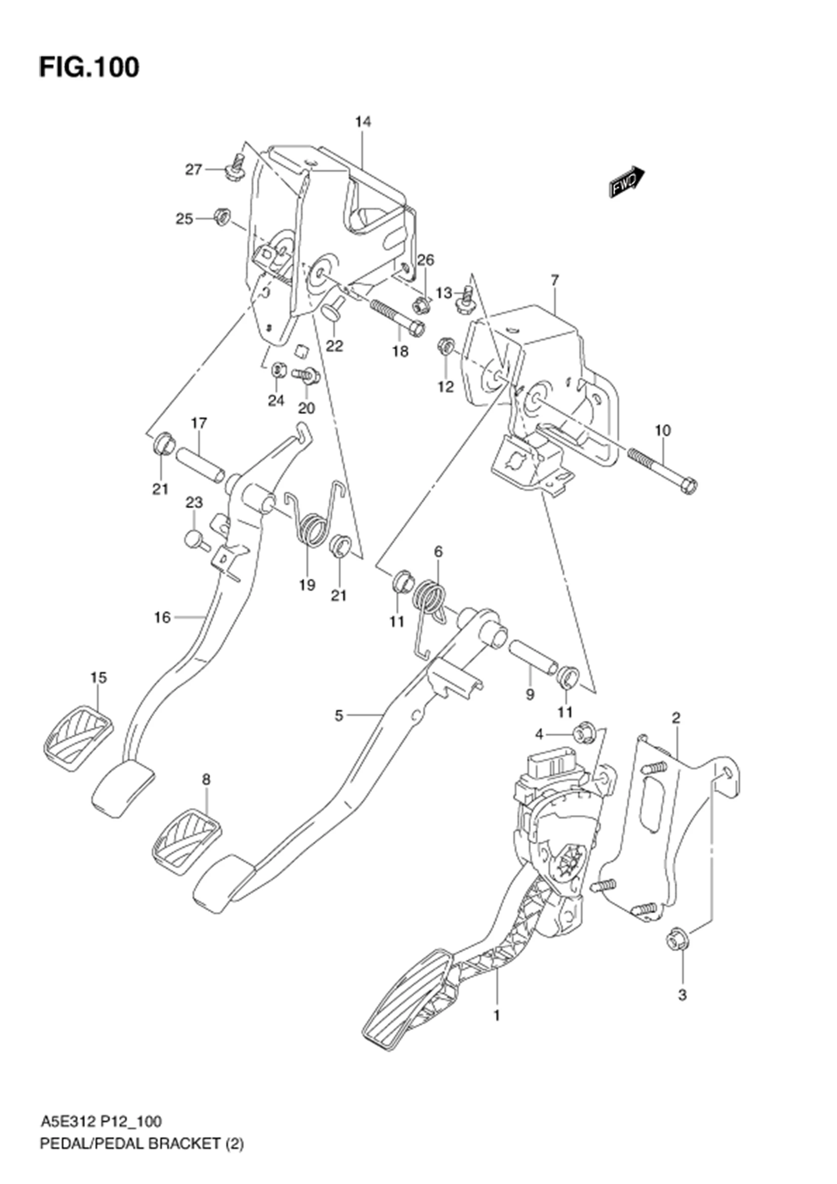 FIG.100 PEDAL/PEDAL BRACKET (TYPE 2 :MT)