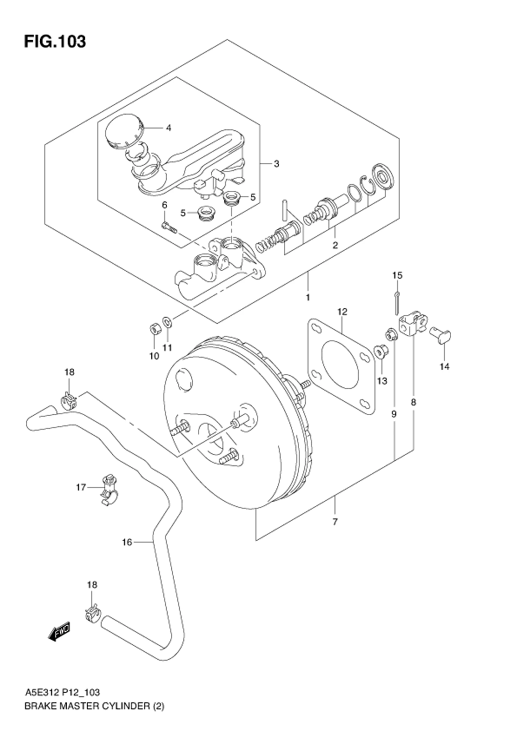 FIG.103 BRAKE MASTER CYLINDER (MT:W/ABS)