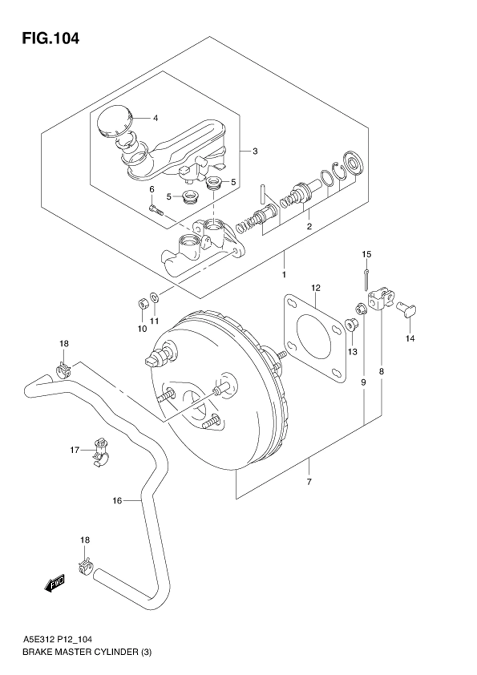 FIG.104 BRAKE MASTER CYLINDER (AT:W/ABS)