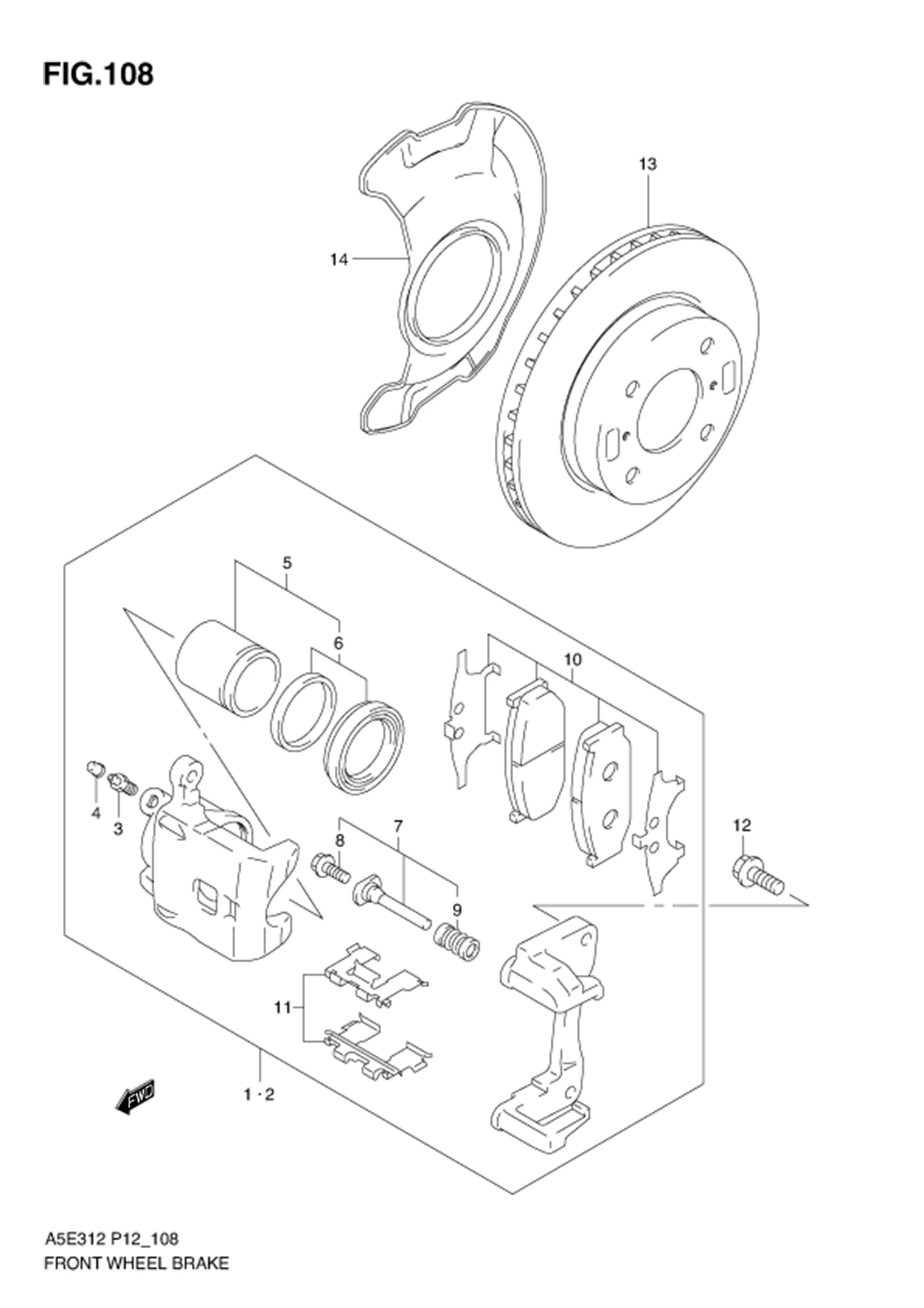FIG.108 FRONT WHEEL BRAKE