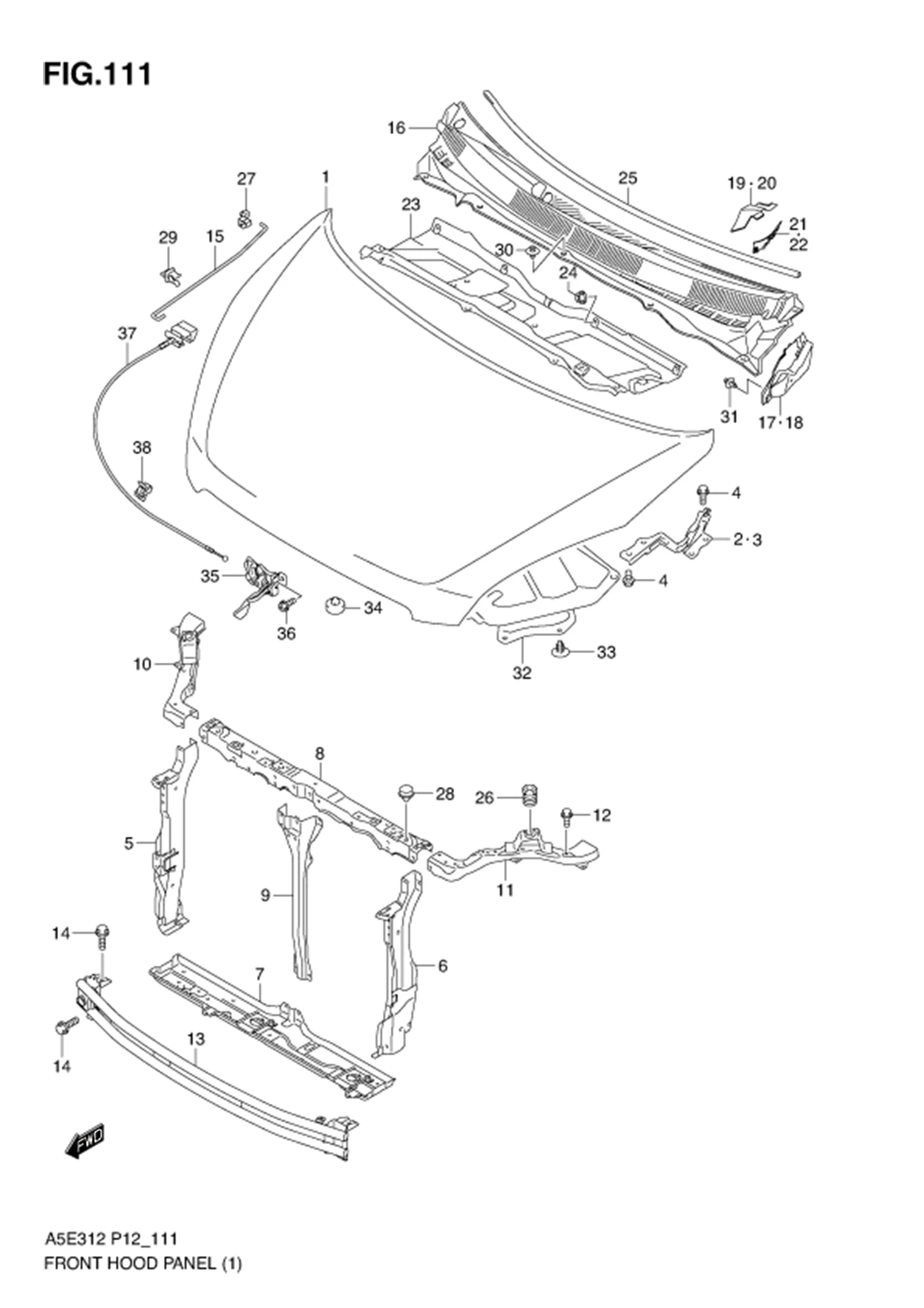 FIG.111 FRONT HOOD PANEL (TYPE 1)